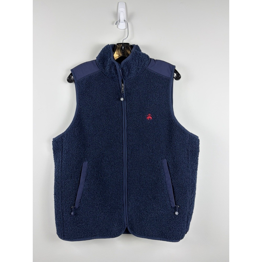 Brooks Brothers 1818 Sherpa Fleece Full-Zip Vest Navy Blue Mens M NWOT